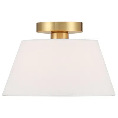 Savoy House 12" Wide Natural Brass And White Ceiling Light In Gold
