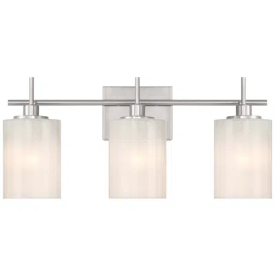 Savoy House 3-light Bathroom Vanity Light In Brushed Nickel In White