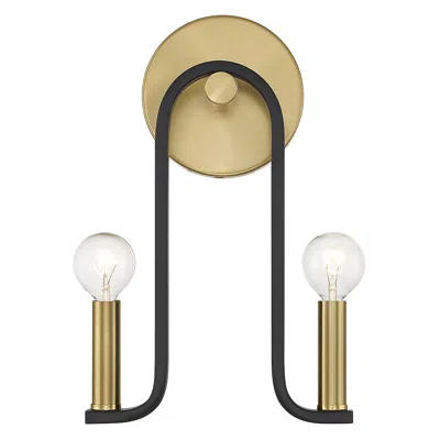 Savoy House Archway 12.5" High Matte Black With Warm Brass Wall Sconce