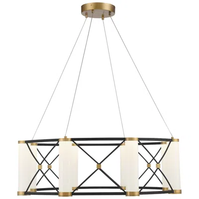 Savoy House Aries 8-light Led Pendant In Matte Black With Burnished Brass Accents