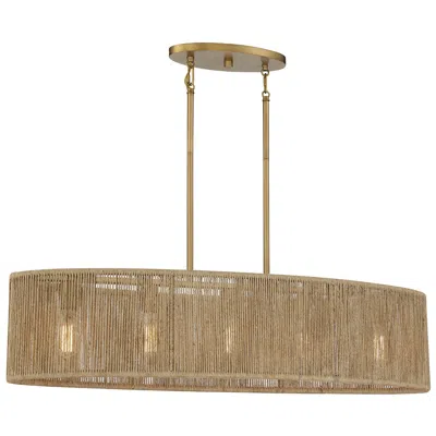 Savoy House Ashe 42" Warm Brass And Rope 5-light Oval Chandelier In Gold