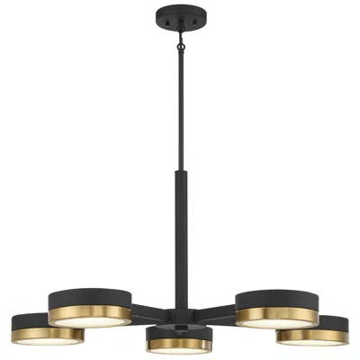 Savoy House Ashor 34"w Matte Black And Warm Brass 5-light Led Pendant