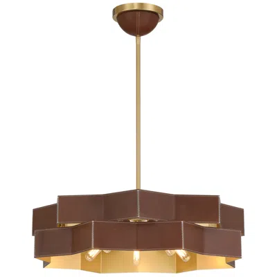 Savoy House Atherton 5-light Pendant In Warm Brass In Burgundy