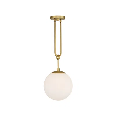 Savoy House Becker 10" Wide Warm Brass Mini Pendant W/ White Glass Shade