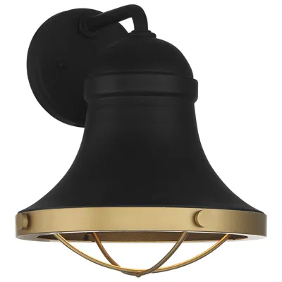 Savoy House Belmont 13" High Textured Black And Brass Outdoor Wall Light