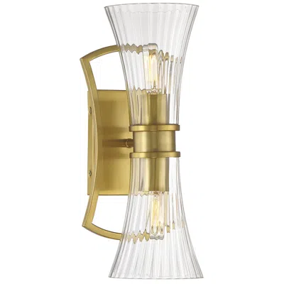 Savoy House Bennington 15" High Warm Brass 2-light Wall Sconce
