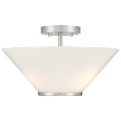 Savoy House Blair 3-light Convertible Semi-flush Or Pendant In Satin Nickel In White