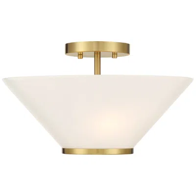Savoy House Blair 3-light Convertible Semi-flush Or Pendant In Warm Brass In Gold