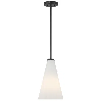 Savoy House Bristol 9" Wide Matte Black Mini Pendant With Opal Glass