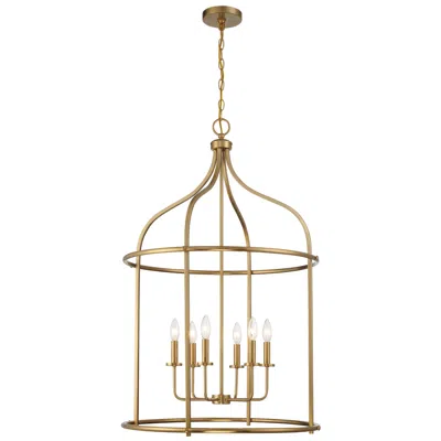 Savoy House Brookstone 26" Wide Warm Brass 6-light Pendant In Gold