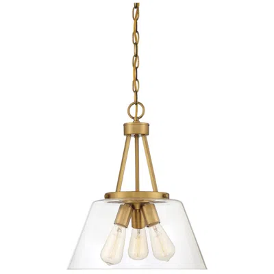 Savoy House Calhoun 15" Wide Warm Brass 3-light Pendant