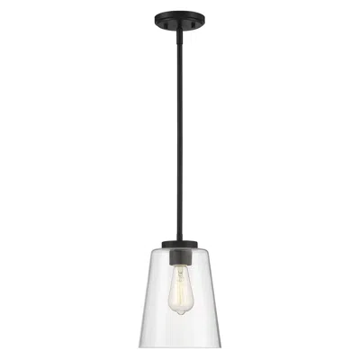 Savoy House Calhoun 8" Wide Matte Black Mini Pendant In Transparent