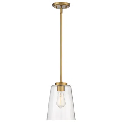 Savoy House Calhoun 8" Wide Warm Brass Mini Pendant In White