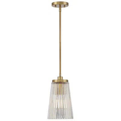 Savoy House Chantilly 8"w Brass Ribbed Glass Mini Pendant