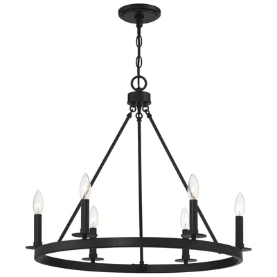 Savoy House Claire 26" Wide Matte Black 6-light Wagon Wheel Chandelier