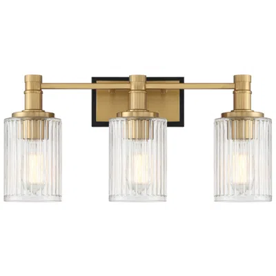 Savoy House Concord 22" Wide Warm Brass And Black 3-light Bath Light