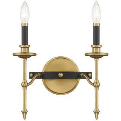 Savoy House Consulate 2-light Wall Sconce In Matte Black And Warm Brass In Gold