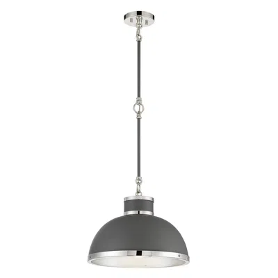 Savoy House Corning 16" Wide Gray With Polished Nickel Accents Pendant