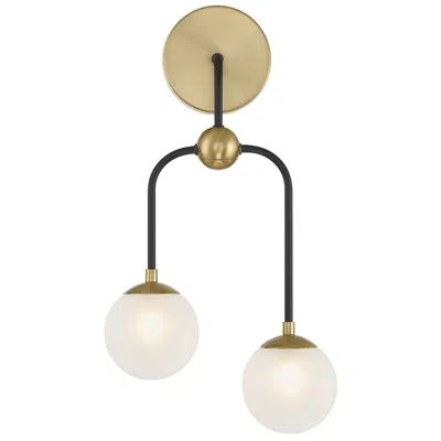 Savoy House Couplet 20"h Matte Black And Warm Brass 2-light Wall Sconce In White