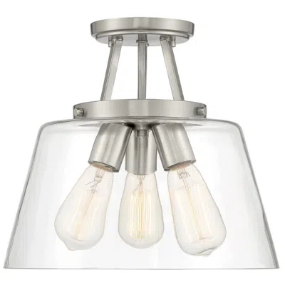 Savoy House Essentials Calhoun 13" Wide Satin Nickel 3-light Ceiling L