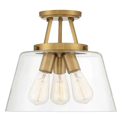 Savoy House Essentials Calhoun 13" Wide Warm Brass 3-light Ceiling Lig