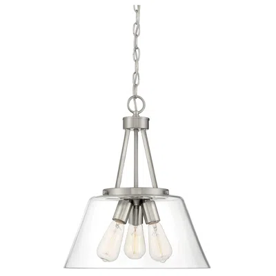Savoy House Essentials Calhoun 15" Wide Satin Nickel 3-light Pendant