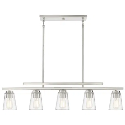Savoy House Essentials Calhoun 5" Wide Satin Nickel Linear Chandelier