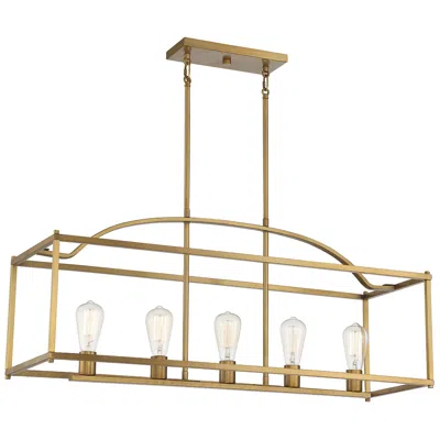 Savoy House Essentials Calhoun 5" Wide Warm Brass Linear Chandelier