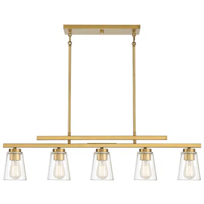 Savoy House Essentials Lakewood 17.5" Wide Warm Brass Linear Chandelie
