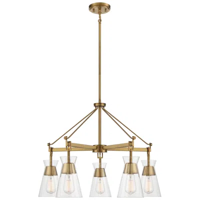 Savoy House Essentials Lakewood 28" Wide Warm Brass 5-light Chandelier
