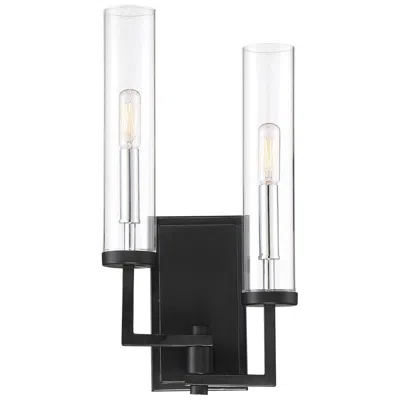 Savoy House Folsom 2-light Wall Sconce In Matte Black With Polished Chrome Accents