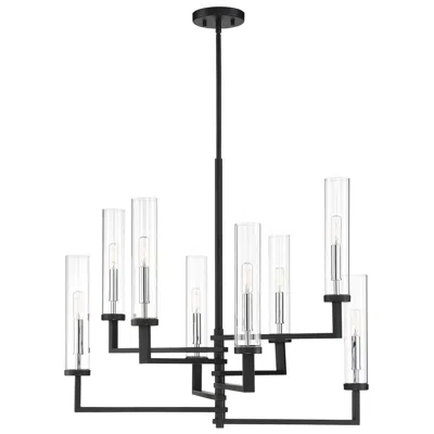 Savoy House Folsom Chandelier In Matte Black With Polished Chrome Accents