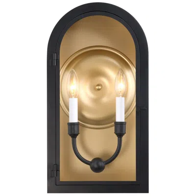 Savoy House Grotto 2-light Outdoor Wall Lantern In Matte Black With Vintage Gold