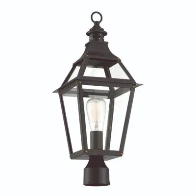 Savoy House Jackson 1-light Outdoor Post Lantern In Matte Black With Gold Highlights