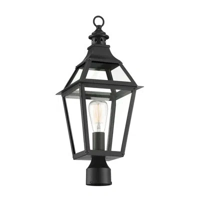 Savoy House Jackson 1-light Outdoor Post Lantern In Matte Black With Gold Highlights