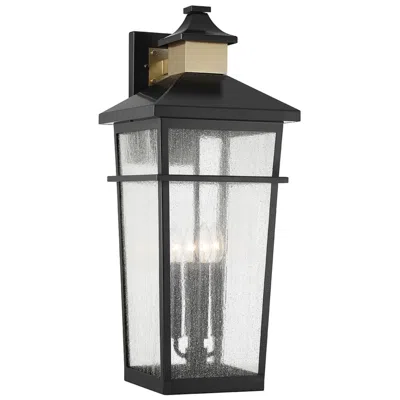 Savoy House Kingsley Outdoor Wall Lantern In Matte Black With Warm Brass Accents