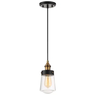 Savoy House Macauley 1-light Mini-pendant In Vintage Black With Warm Brass