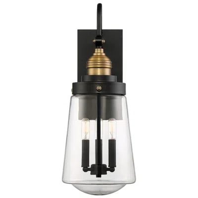 Savoy House Macauley 23 1/2" High Black And Brass Outdoor Wall Light