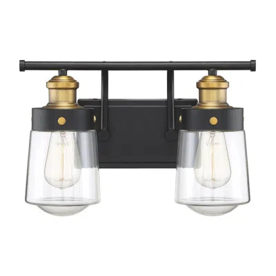 Savoy House Macauley 9 3/4"h Black And Warm Brass 2-light Wall Sconce