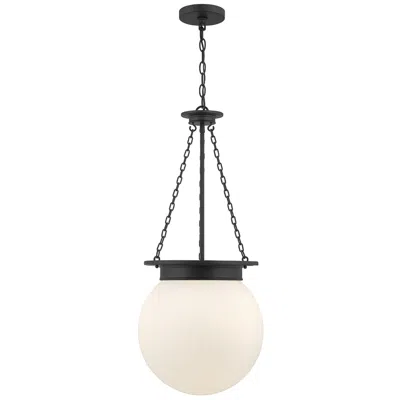 Savoy House Manor 13 1/2" Wide Black Metal Globe Pendant Light In White