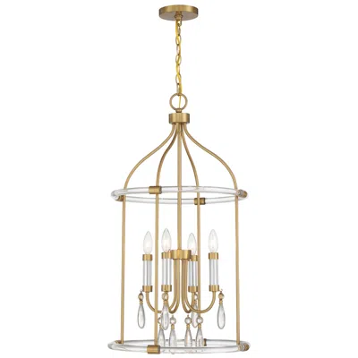 Savoy House Mayfair 18"w Warm Brass And Chrome 4-light Lantern Pendant
