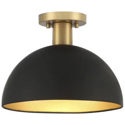 Savoy House Meridian 12" Wide Matte Black With Natural Brass Ceiling L