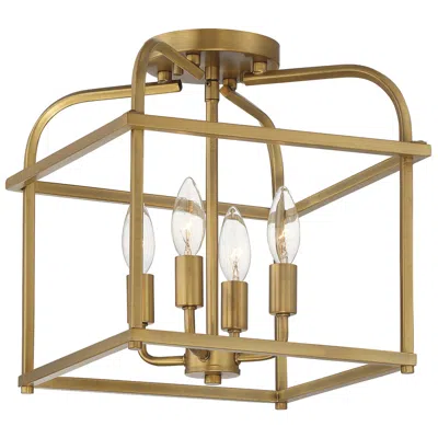 Savoy House Meridian 12" Wide Natural Brass 4-light Ceiling Light In Brown
