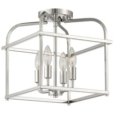 Savoy House Meridian 12" Wide Polished Nickel 4-light Ceiling Light In Silver