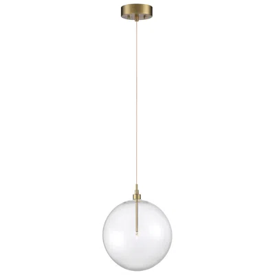 Savoy House Meridian 12"w Natural Brass Led Mini Pendant W/ Clear Glass