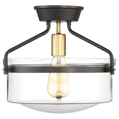 Savoy House Meridian 13 1/4"w Oil-rubbed Bronze And Brass Ceiling Light