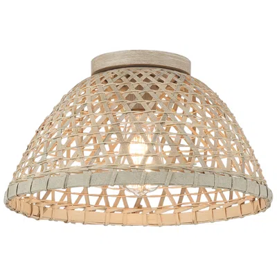 Savoy House Meridian 13" Matte Black & Natural Rattan 1-light Ceil In Brown