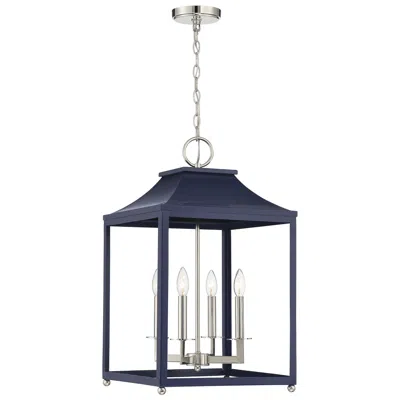 Savoy House Meridian 15.25" Wide Navy Blue With Polished Nickel Pendan
