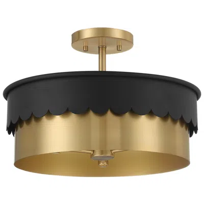 Savoy House Meridian 16" Matte Black & Natural Brass 3-light Ceili