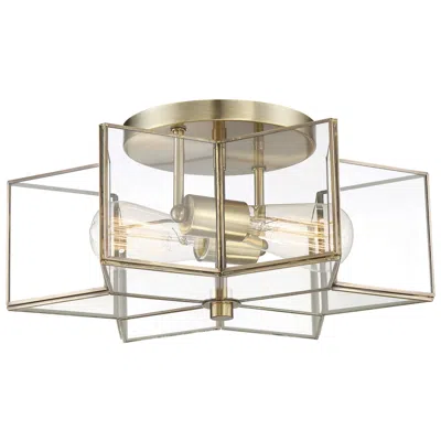 Savoy House Meridian 16" Wide Natural Brass 2-light Ceiling Light